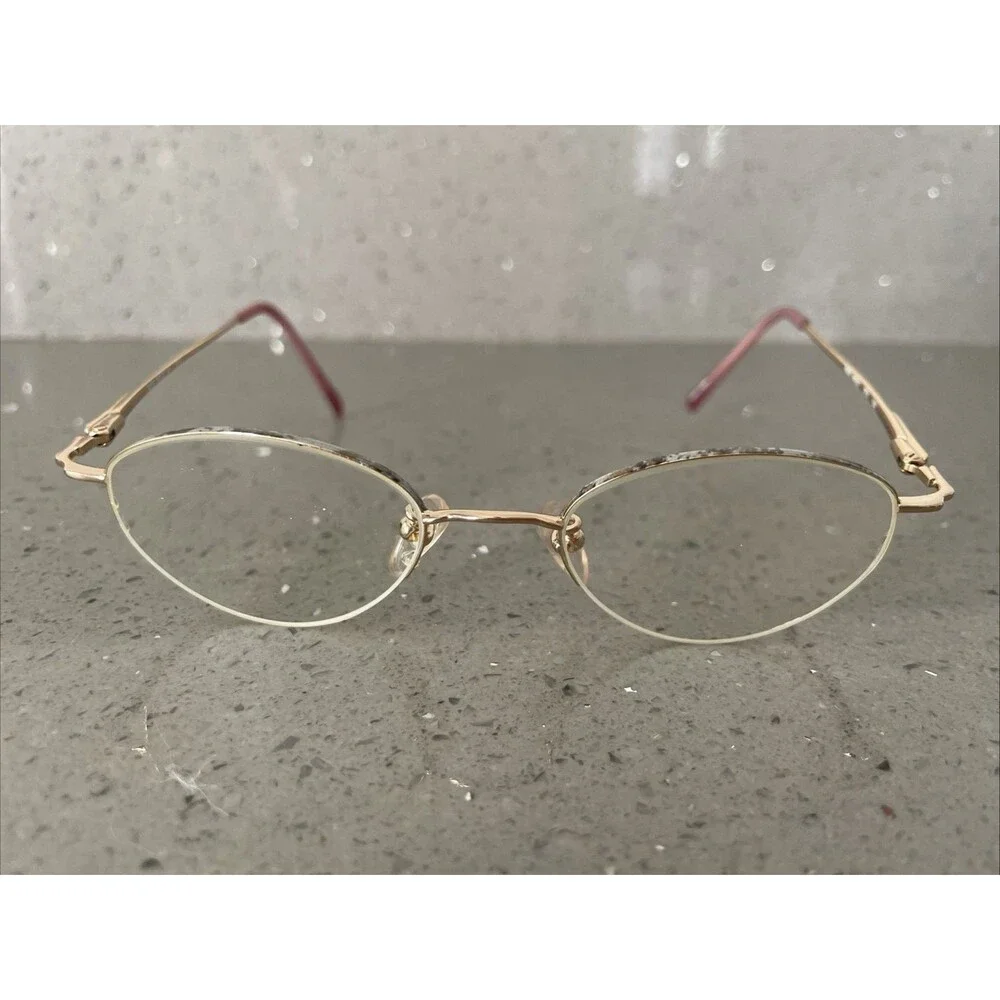 Nine West 21 Eyeglasses Frames ONLY 46-19-130 7FX Gold half rim pink tortoise